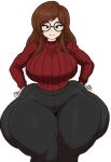 1girl 1girl 1girls 2020s 2025 2025s big_breasts black_clothes black_clothing black_pants bottom_heavy bottom_heavy_female breasts curvaceous curvaceous_female curvaceous_figure curves curvy curvy_body curvy_female curvy_figure curvy_hips digital_drawing_(artwork) digital_media_(artwork) fair-skinned_female_body fair_skin fair_skinned_female female_focus female_only fully_clothed glasses hips_wider_than_shoulders huge_breasts jpg justchris no_background pear-shaped_figure pear_shaped_female red_clothing red_sweater round_breasts round_glasses simple_background solo_female solo_focus sweater thick_thighs thick_thighs_save_lives thunder_thighs thunderthighs twitter_link white_background