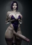 1futa 1girl 3d areola_slip big_breasts breasts cleavage dc_comics erection futa_only futanari huge_aerola huge_areolae huge_breasts huge_cock intersex older older_female penis penis_out raven_(dc) revealing_clothes skimpy standing stockings teen_titans thick_thighs young_adult young_adult_female young_adult_woman zzzxxxccc
