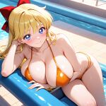 1girl accurate_art_style adult_swim alluring ass big_breasts bikini bishoujo_senshi_sailor_moon bishoujo_senshi_sailor_moon_r bishoujo_senshi_sailor_moon_r_the_movie bishoujo_senshi_sailor_moon_s bishoujo_senshi_sailor_moon_s_the_movie bishoujo_senshi_sailor_moon_supers bishoujo_senshi_sailor_moon_supers_the_movie blonde_hair blue_eyes cleavage funzone_(artist) minako_aino posing swimming_pool toei_animation toonami viz_media