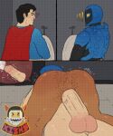 artist_logo ass_hair black_hair blue_beetle clark_kent cum cum_inside dark-skinned_male dark_skin dc_comics exclamation_point floor_sex gay_sex hearts huge_penis internal_cumshot jamie_reyes male_only masked_male prostate superman urinal xishy yaoi