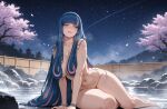1girl ai_generated blue_hair boruto:_naruto_next_generations curvy curvy_female curvy_figure eida long_hair naruto naruto_shippuden night nude onsen two_tone_hair