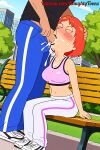 breasts cheating_wife crop_top cum_in_mouth deepthroat erect_penis family_guy fellatio lois_griffin pants thighs