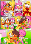 3girls amy_rose anthro badger bbmbbf blush boomerang_(tv_network) breasts cartoon_network comic dialogue female female/female female_only fox french_kiss hedgehog interspecies jungle_badger kissing masturbation mobian_(species) mobius_unleashed nipples nude palcomix pussy releasing_your_inner_wild_side_(comic) sega sex sex_toy sonic_(series) sonic_boom sonic_the_hedgehog_(series) speech_bubble sticks_the_badger sticks_the_jungle_badger strap-on threesome yuri zooey_the_fox