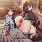 1boy 1girl ai_generated ass assjob big_ass breasts buttjob erection genshin_impact hotdogging hu_tao_(genshin_impact) huge_ass huge_penis mihoyo penis_between_ass penis_on_ass