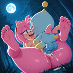 ai_generated amy_rose chao full_moon mobian_(species) mobian_hedgehog night sonic_the_hedgehog_(series) tagme