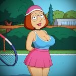 big_breasts crop_top family_guy glasses hat looking_at_viewer meg_griffin miniskirt thighs