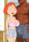 before_sex big_breasts bra cameltoe cheating_wife dark-skinned_male family_guy huge_penis lois_griffin shorts thighs