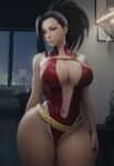 1girl 1girl 1girls 3d ai_generated asian asian_female ass big_ass big_breasts black_hair boku_no_hero_academia breasts clothed_female curvy curvy_figure female_focus hips huge_ass huge_breasts indoors light-skinned_female light_skin long_hair looking_at_viewer momo_yaoyorozu my_hero_academia night pose red_clothing sexy sodaglow_artist solo_female tied_hair