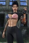 1girl 1girls 3d abs american american_female american_flag_bikini big_breasts bikini breasts cleavage female_only gun looking_at_viewer patreon sexy sexy_body shirt_lift str4hl under_boob weapon