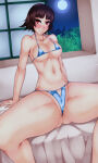 1girl alluring atlus bedroom bikini byakkun_(byakkun8181) makoto_niijima medium_breasts on_bed persona persona_5 sega silf under_boob