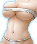 1girl bad_id belly big_breasts breasts budget_sarashi bursting_breasts female fundoshi head_out_of_frame highres kochiya_sanae kuro_oolong kurou_(crow) large_breasts navel sarashi solo touhou underwear underwear_only