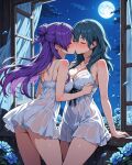 2_girls accurate_art_style alluring byleth_(fire_emblem) byleth_(fire_emblem)_(female) closed_eyes fire_emblem intelligent_systems kissing lingerie medium_breasts nintendo purple_hair shez_(fire_emblem) shez_(fire_emblem)_(female) teal_hair yuri yuriship.art