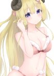  1girl 1girl big_breasts bikini blonde_hair blue_eyes blush breasts high_resolution hololive horns smile tsunomaki_watame virtual_youtuber 