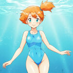 1girl alluring blue_eyes medium_breasts misty misty_(pokemon) nintendo ocean one-piece_bikini orange_hair pokemon pokemon_(anime) stark-astrea toei_animation underwater viz_media