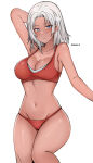 1girl alluring blue_eyes bra dark_skin elma_(xenoblade_x) meidza_d panties sports_bra tagme white_hair xenoblade_(series) xenoblade_chronicles_x