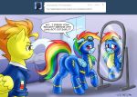 ass blush butt caught english_text equine female friendship_is_magic frown horse my_little_pony pegasus pony rainbow_dash smile spitfire text tight_clothing timber_(artist) wings wonderbolts_(mlp)