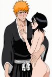 bleach blushing, clothed_male_nude_female hugging ichigo_kurosaki ichiruki novelai nude rukia_kuchiki wholesome