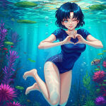 1girl adult_swim alluring ami_mizuno athletic_female bikini bishoujo_senshi_sailor_moon bishoujo_senshi_sailor_moon_r bishoujo_senshi_sailor_moon_r_the_movie bishoujo_senshi_sailor_moon_s bishoujo_senshi_sailor_moon_s_the_movie bishoujo_senshi_sailor_moon_supers bishoujo_senshi_sailor_moon_supers_the_movie blue_eyes blue_hair cleavage heart_symbol medium_breasts one-piece_bikini stark-astrea toei_animation toonami underwater viz_media wink