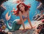 1girl ai_assisted ai_generated barepixels07 belly_button bikini bikini_top breasts cartoon cute disney eyelashes eyes female high_res high_resolution long_hair mature mature_female medium_breasts mermaid mermaid_girl mermaid_tail midriff monster_girl natural_breasts navel ocean patreon patreon_url patreon_username princess_ariel red_hair sea slim_waist solo the_little_mermaid the_little_mermaid_(1989_film) thick_thighs thighs underwater underwater_view wide_hips