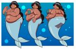 1girl aladdin_(series) ass axel-rosered bbw disney disney_princess fat_belly fat_female female merfolk mermaid mermaid_girl mermaid_tail morbidly_obese morbidly_obese_female obese obese_female plump princess_jasmine solo underwater