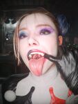 1girl 1girl 1girls 3d batman_(series) checkpik dc_comics dc_comics fish_hooking fishhooking harley_quinn harley_quinn_(arkham) harley_quinn_(classic) harley_quinn_(suicide_squad_game) inside_mouth light-skinned_female light_skin mouth mouth_open solo_female suicide_squad suicide_squad:_kill_the_justice_league tongue tongue_out