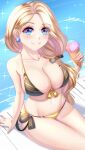 1girl 1girl 1girl alluring alternate_costume anisdrawn big_breasts bikini black_bikini black_swimsuit brown_bikini brown_swimsuit cleavage female_only fire_emblem fire_emblem:_three_houses hair_over_shoulder intelligent_systems looking_at_viewer mercedes_von_martritz nintendo side_ponytail swimming_pool swimsuit yellow_bikini
