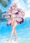 1girl alluring bare_legs beach big_breasts blue_sky cleavage fire_emblem_awakening fire_emblem_warriors intelligent_systems katou_shinobu nintendo ocean olivia_(fire_emblem) pink_eyes pink_hair