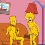 1boy 1girl 20th_century_studios aged_up balls bart_simpson big_penis breasts brother_and_sister collarbone completely_nude couch evilweazel female foreskin imminent_incest imminent_sex incest inviting_to_sex lisa_simpson living_room male navel nipples nude panties partially_retracted_foreskin penis pointing_at_penis pointing_at_self pussy retracted_foreskin shaded sitting sitting_on_couch small_breasts smile standing taking_off_panties the_simpsons uncircumcised