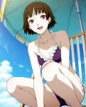 1girl accurate_art_style alluring atlus bare_legs bikini blue_sky makoto_niijima medium_breasts monica_ski persona persona_5 pin_up recliner reclining sega silf