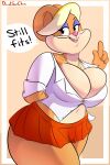 1girl alluring anthro artist_name bbw big_breasts blonde_hair breasts brown_skin buckteeth button_down_shirt chubby cleavage clothed curvy davidsanchan eyelashes eyeshadow furry gigantic_breasts high_res huge_breasts lagomorph legs looking_at_viewer looney_tunes mammal massive_breasts milf necklace non-nude patricia_bunny posing rabbit sexy short_skirt simple_background skirt slightly_chubby slut standing stomach text the_looney_tunes_show thick thick_thighs tight_clothing wide_hips