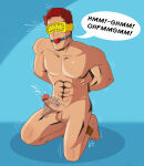 1boy 2026 abs arms_behind_back ball_gag bound cum cumshot cyclops_(x-men) drowlerr eyemask eyes_covered gagged_speech handjob male marvel on_knees red_ball_gag rope scott_summers short_hair solo_male speech_bubble x-men x-men:_the_animated_series