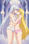  2_girls adult_swim alluring bishoujo_senshi_sailor_moon blonde_hair bra cleavage closed_eyes medium_breasts milf mother_&amp;_daughter nightcore_(artist) panties princess_serenity queen_serenity silver_hair teaching toei_animation toonami underwear viz_media 