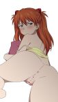 1girl 1girl 1girls absurd_res absurd_res anus ass asuka_langley_souryuu back bar_censor blush censored coro_fae female_only from_behind high_res high_res light-skinned_female light_skin looking_back lying lying_on_stomach neon_genesis_evangelion nude nude_female pillow pussy shaved_pussy spread_legs spreading thighs