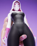1girl 3d 3d_(artwork) bodysuit fortnite gwen_stacy heroine jarver male male/female marvel marvel_comics mask masked_female pussy spider-gwen spider-gwen_(fortnite) spider-man_(series) suit thigh_job thigh_sex thighs tight_clothing tight_fit tight_pussy