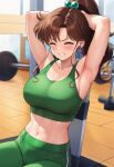 1girl adult_swim alluring athletic_female bishoujo_senshi_sailor_moon bishoujo_senshi_sailor_moon_r bishoujo_senshi_sailor_moon_r_the_movie bishoujo_senshi_sailor_moon_s bishoujo_senshi_sailor_moon_s_the_movie bishoujo_senshi_sailor_moon_supers bishoujo_senshi_sailor_moon_supers_the_movie brown_hair cleavage female_abs fit_female green_eyes gym makoto_kino mikalizer shorts sit_ups sports_bra toei_animation toonami viz_media working_out