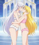  2_girls adult_swim alluring bishoujo_senshi_sailor_moon blonde_hair bra cleavage closed_eyes medium_breasts milf mother_&amp;_daughter nightcore_(artist) panties princess_serenity queen_serenity silver_hair teaching toei_animation toonami underwear viz_media 