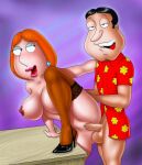 cheating_wife erect_nipples erect_penis family_guy glenn_quagmire huge_breasts huge_penis lois_griffin shaved_pussy stockings thighs vaginal