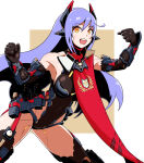 1girl absurd_res alluring armored_leotard black_leotard cianter covered_navel headgear high_res highleg highleg_leotard joints leotard orange_eyes poppi_(xenoblade) poppi_qtpi_(xenoblade) red_scarf robot_joints scarf torn_clothes torn_leotard xenoblade_(series) xenoblade_chronicles_2