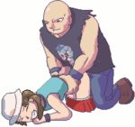 1boy 1girl 9_6 animated cueball doggy_position fast gif leaf_(pokemon) loop male/female pixel_art pokemon roughneck top-down_bottom-up torso_grab waist_grab