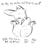 anthro areola big_breasts breasts brother_and_sister cute dialog english_text erect_nipples erection female furry huge_breasts incest licking male minun mouse musical_note nintendo nipples norithics oral oral_sex paizuri penis plusle pokemon rodent sex sibling singing text tongue video_games