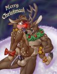 anal anal_penetration antlers bells blush christmas collar couple cum cute furry horn lapinbeau male male_only merry_christmas muscles penetration penis reindeer rudolph tears testicles wreath xmas yaoi