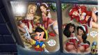 2boys 6girls aladdin_(series) ass beauty_and_the_beast black_hair blonde_hair breasts brown_hair christmas christmas_tree crossover disney earrings enchantedhentai.com english_text esmeralda fairy_wings indoors jiminy_cricket leotard partially_clothed peter_pan pinocchio pinocchio_(character) princess_ariel princess_belle princess_jasmine rapunzel red_hair redhead santa_costume santa_hat speech_bubble tangled the_hunchback_of_notre_dame the_little_mermaid tinker_bell wings wishes