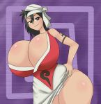  big_breasts black_eyes black_hair bleach breasts kuukaku_shiba nikoh shiba_kuukaku smile solo 