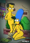  dwight_diddlehopper fellatio gun marge_simpson oral senor_x_(artist) the_simpsons weapon yellow_skin 