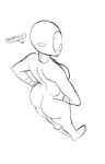 1girl ass big_ass bodysuit buttholemagick hands_on_hips helmet huge_ass large_ass monochrome pulchritudinous_(missmelee) round_ass sketch skin_tight standing swimsuit thick_thighs villain