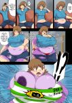 ! ? big_breasts breast_expansion breasts brown_hair comic crossgender english_text female gillpanda hair heart human male text transformation transgender