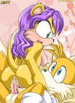 blue_eyes canine female fox green_eyes hair hetero long_hair male miles_"tails"_prower mina_mongoose mongoose multiple_tails sega sonic_(series) sonic_the_hedgehog tail