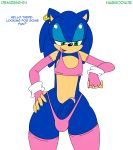 anthro blue_hair bulge denizen1414 ear_piercing english_text erection girly green_eyes habbodude hair hedgehog looking_at_viewer male penis piercing sega skimpy sonic_(series) sonic_the_hedgehog text thong