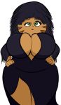  1girl anthro big_breasts blastermaster_(artist) breasts cat cleavage clothed clothing cosplay elvira elvira:_mistress_of_the_dark elvira_(cosplay) feline furry mammal mature_female mrs._katswell nickelodeon t.u.f.f._puppy wide_hips 