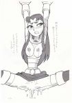  big_breasts blackfire blush breasts censored cum dc_comics monochrome nipples teen_titans text translation_request union_of_the_snake 